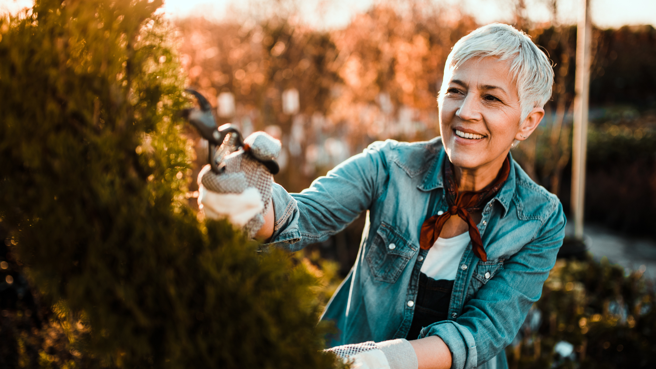 A woman enjoying time in her garden