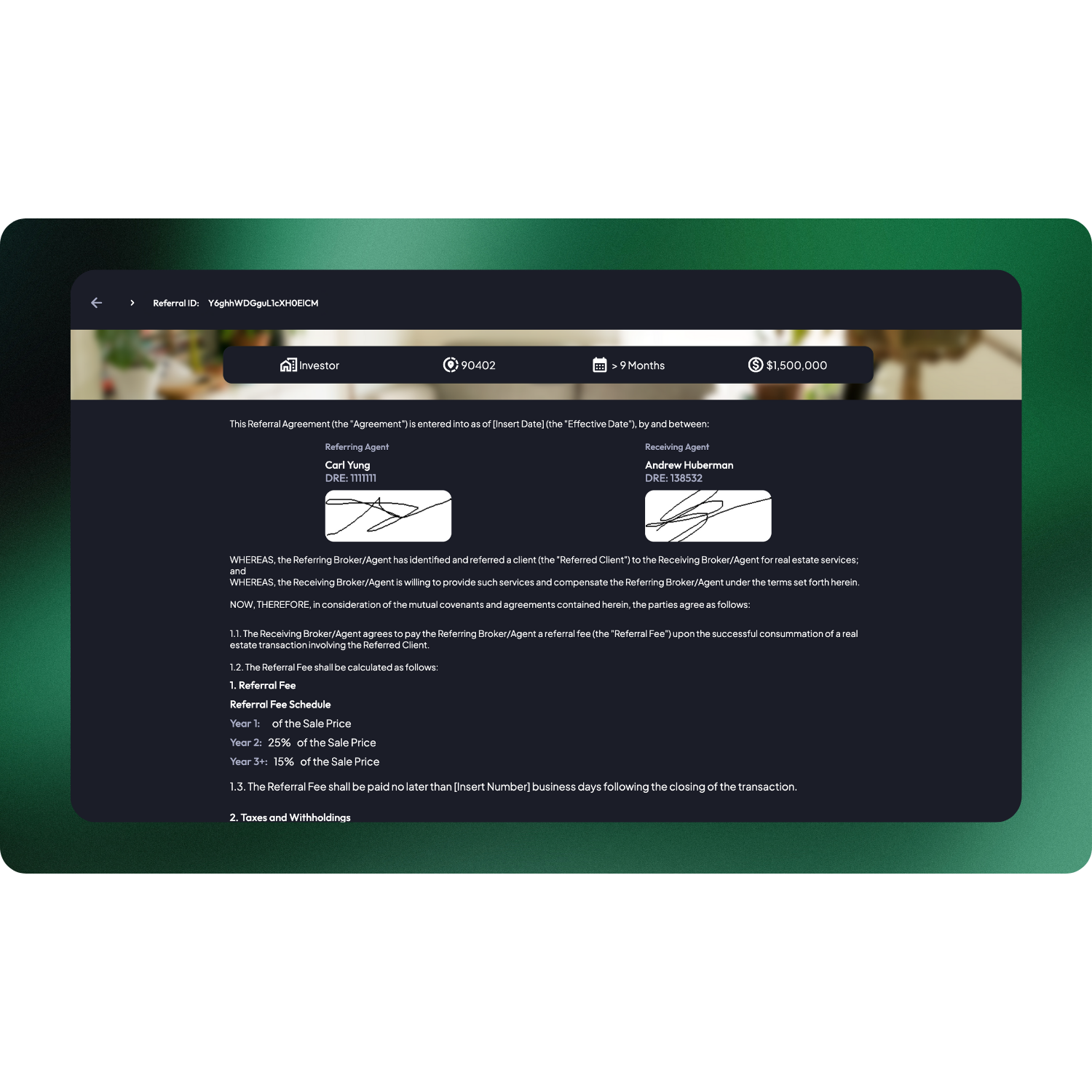 Track the referral payment